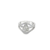 White 18 Karat Halo Estate Jewelry Size 5.5 one = 0.88ct Pear L SI1 Di