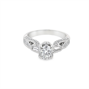 Estate Round & Baguette Vintage Style Engagement Ring