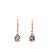 Lady's Rosé 14 Karat Leverback Dangle Cluster Earrings 2 = 7.00mm Roun