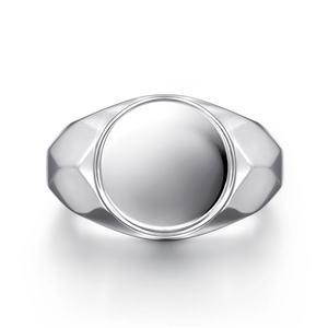 Gabriel & Co. Men's Wide 925 Sterling Silver Round Signet Ring in High Polished Finish