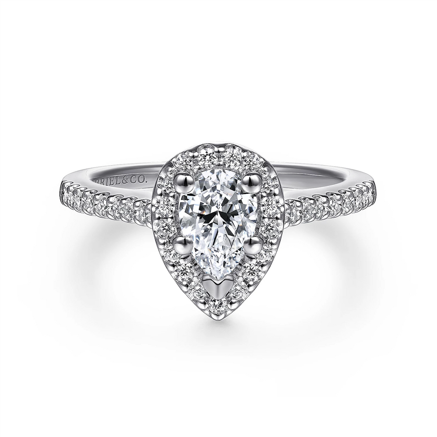 Gabriel & Co. Paige - 14K White Gold Pear Shape Halo Diamond Engagement Ring Mounting