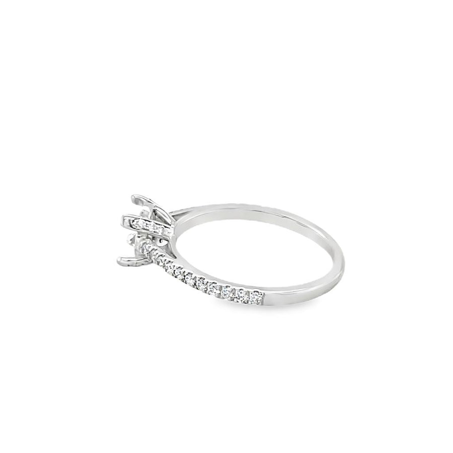 White 14 Karat Accented Cathedral Diamond Engagement Ring Semi-Mount E