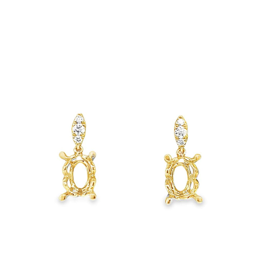 Lady's Yellow 14 Karat Accented Drop Stud Mounting Earrings 6 = 0.12TW