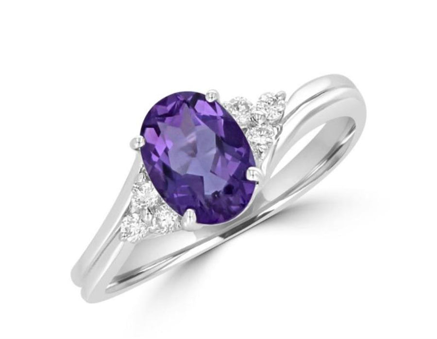 Amethyst 14 Karat White Fashion Ring