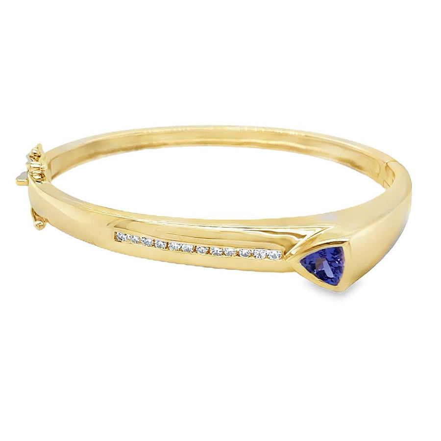 Estate Trillion Tanzanite and Diamond Bangle Bracelet