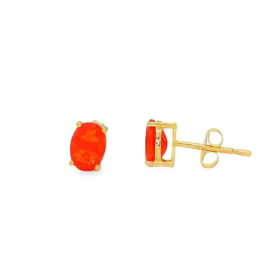 Lady's Yellow 14 Karat 4 Prong Basket Stud Earrings 2 = 1.25TWT Oval M