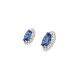 Oval Sapphire Diamond Halo Earrings