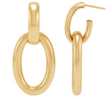 Lady's Yellow 14 Karat Oval Tube Door Knocker Earrings Designer: Armad