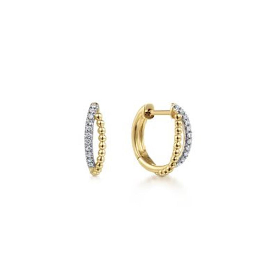 Lady's Two-Tone 14 Karat 1/2 Pair (Left) Bujukan Hoop Earring Earrings