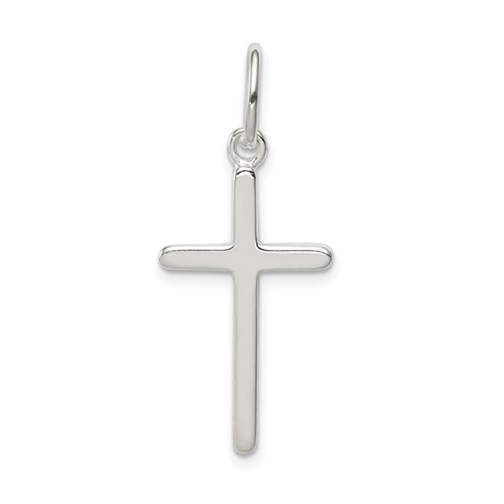 White Polished Sterling Silver Cross Pendant