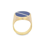 Yellow 14 Karat Gnts.Oval Half Moon Lapis Inlay Ring
