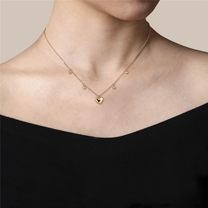 Gabriel & Co. Fashion 14K Yellow Gold Bujukan Station Necklace with Heart Drop