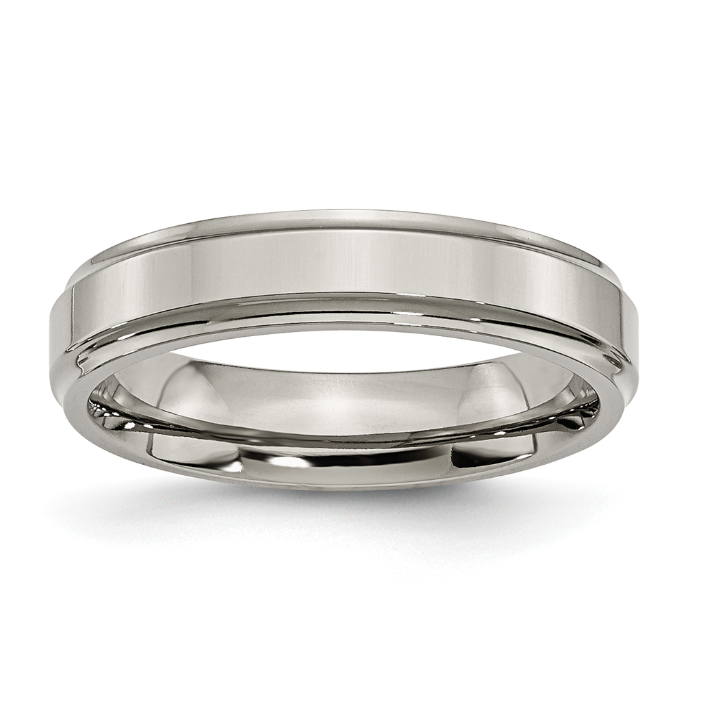 Chisel Titanium Polished 5mm Ridged Edge Band