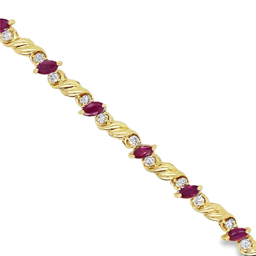 Estate Ruby and Diamond Tennis Bracelet