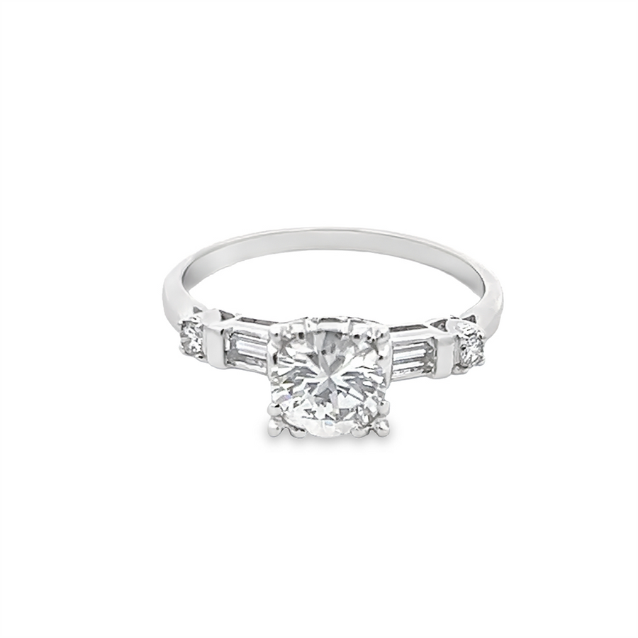 Round & Baguette Engagement Ring
