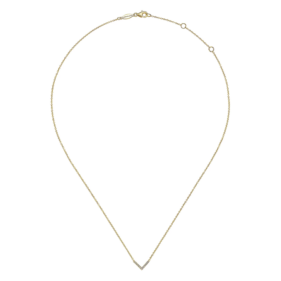 Gabriel & Co. Fashion 14K Yellow Gold Diamond Chevron Necklace