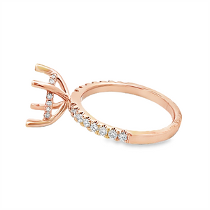 Lady's Rosé 18 Karat Oval Hidden Halo Ring