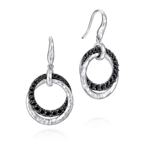 Gabriel & Co. Silver Sterling Silver Black Spinel Double Circle Drop Earrings