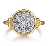 Lady's Two-Tone 14 Karat Polished/Beaded Signet Bujukan Pave Fashion R