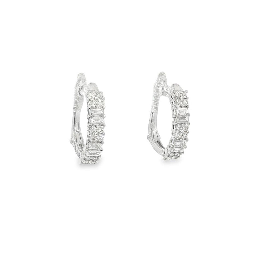 Lady's White 14 Karat Accented Small Hoop Earrings With 24 = 0.30TWT R