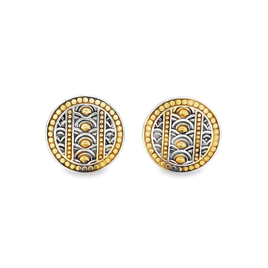 John Hardy Dot/Scale Circle Clip On Earrings