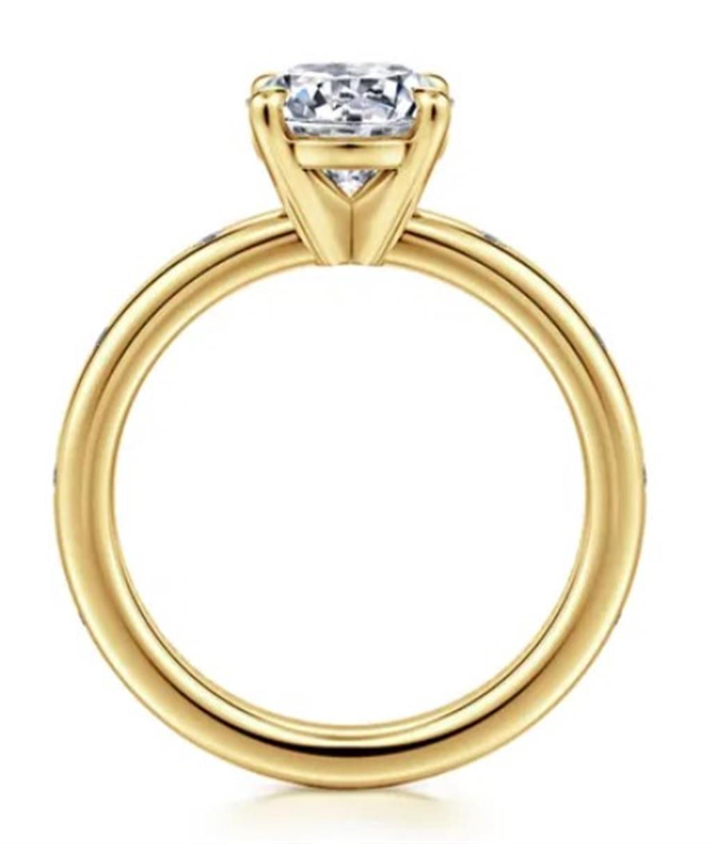 Lady's Two-Tone 14 Karat Burrnish Set Ring Size 6.5 8 = 0.12tw Round G