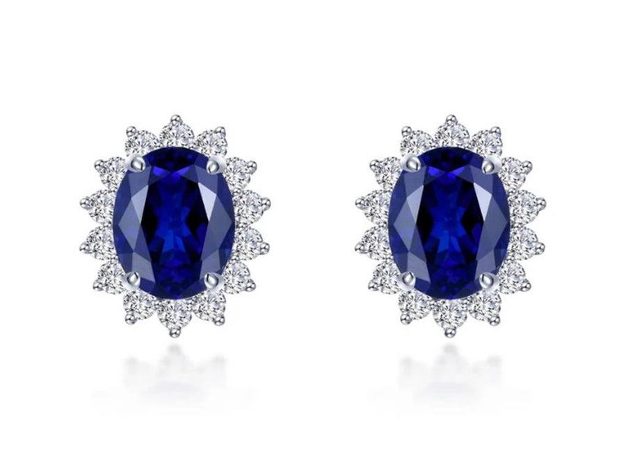 Lafonn Sterling Silver Oval Halo Stud