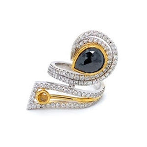 Estate Black and Yellow Diamond Ring