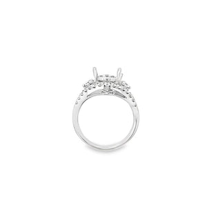 Lady's White 18 Karat 3ct RD Split Fishtail Halo Ring