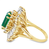 Estate Emerald and Diamond Ballerina Ring
