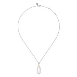 Lady's Two-Tone Sterling Silver/14 Karat Oval Drop Pendant And Cable L