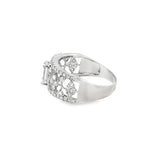 Emerald Cut Center and Round Diamond Wide Band Ring