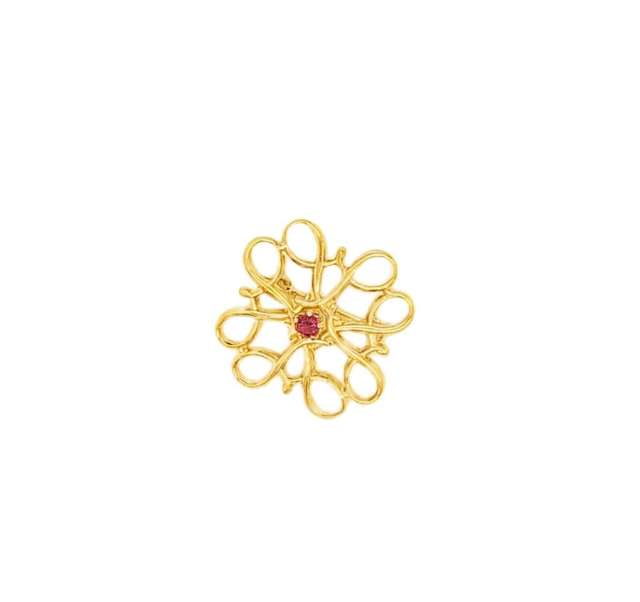 Yellow 10 Karat 15.75X15.75mm Brooch Estate Jewelry With One = 0.10CT