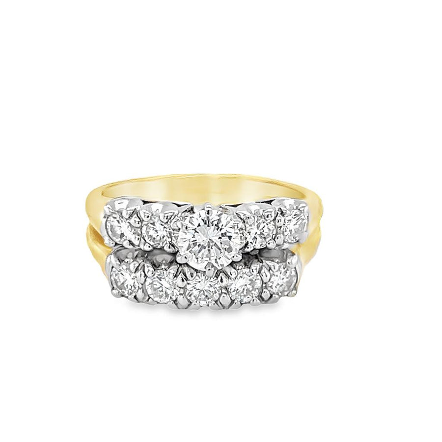 Estate Two-Tone Five Stone Diamond Wedding Set