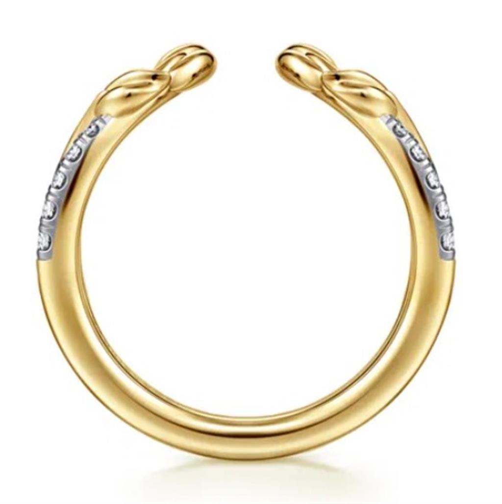 Lady's Yellow 14 Karat Curved Floral Open Wedding/Anniversary Ring Siz