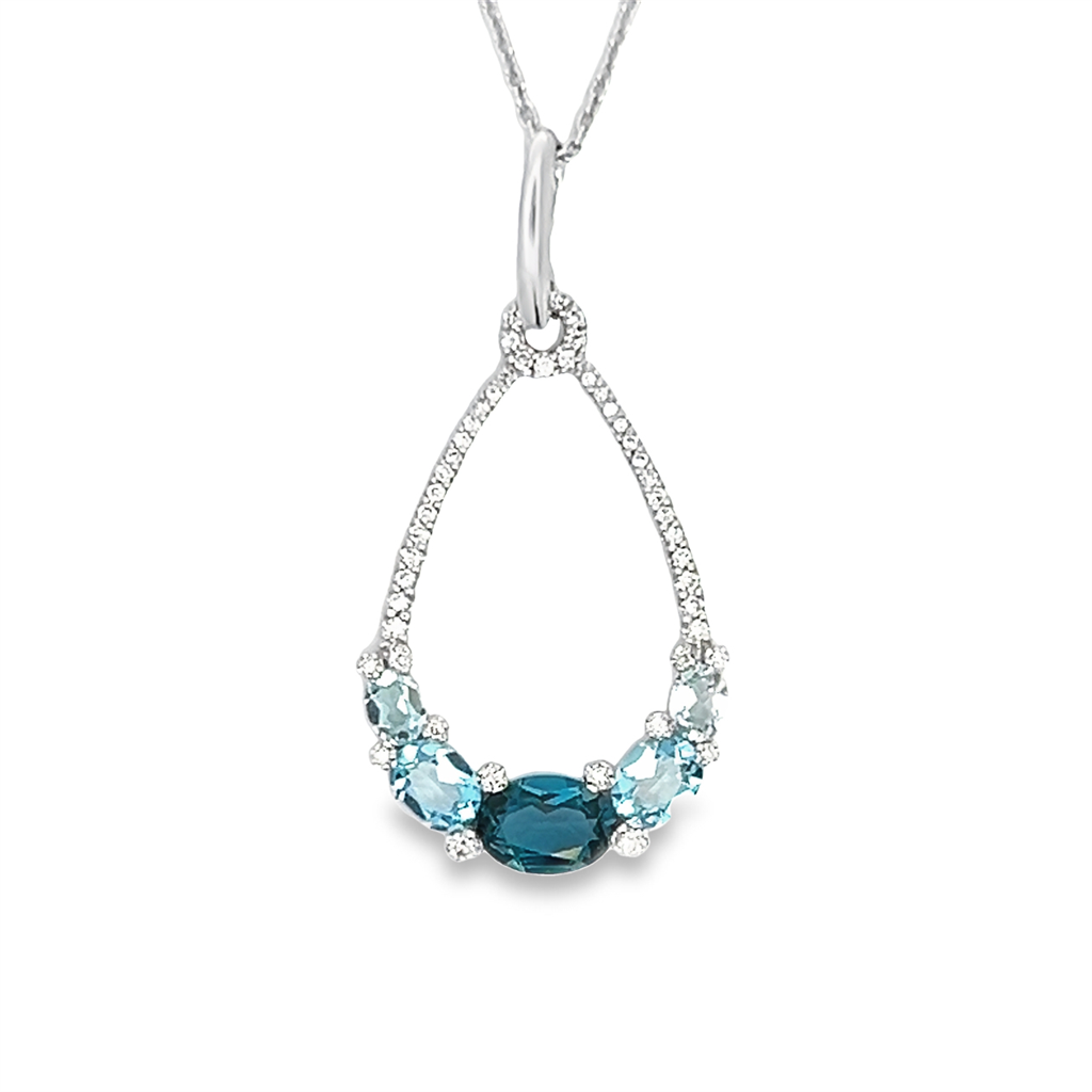 Estate Blue Topaz Tear Drop Necklace