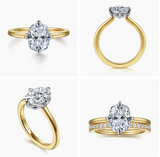 Two-Tone 14 Karat Elongated Cushion Compass Prong Solitaire Semi-Mount