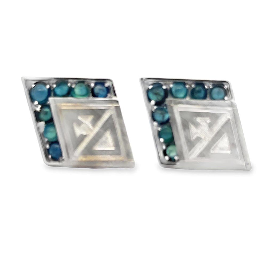 Lucien Piccard Rhombus Shaped Sapphire Cufflinks
