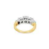 Two-Tone 14 Karat Three Stone Round Diamond Ring Estate Jewelry Size 4