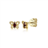 Gabriel & Co. Fashion 14K Yellow Gold Marquise Garnet Butterfly Stud Earrings