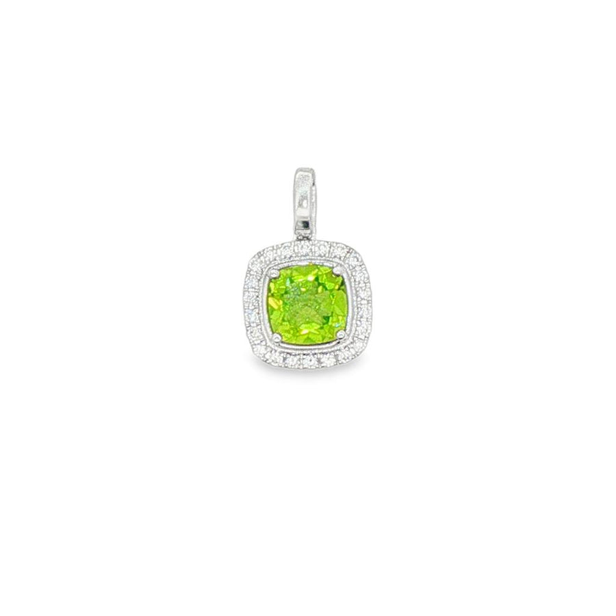 Lady's White 14 Karat Cushion Halo Pendant With One = 1.50Ct Cushion P