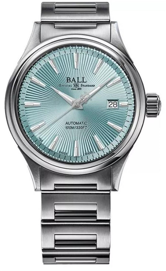 Stainless Steel 40mm Fireman Victory Watch with Ice Blue Dial with Sun