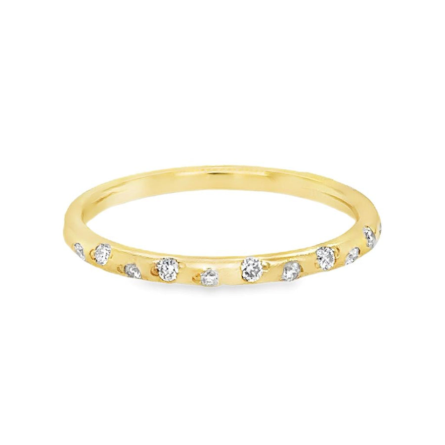 Lady's Yellow 18 Karat Satin/Polished Scattered Burnish and Prong Set