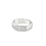 White 14 Karat Milgrain Satin Hammered 7mm Stepped Edge Channel Set Ba