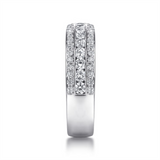 White 14 Karat Channel Set Three Row Diamond Band Ring Wrap/Guard Size