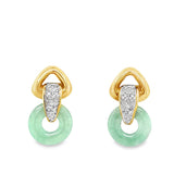 Yellow 14 Karat Multi Colored Changeable Circle Stones Interlocking Dangle Post Earrings