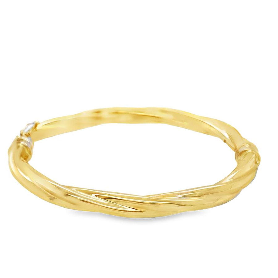 Two-Tone 14 Karat 5.8mm Twist Bangle Bracelet With Saftey Clasp 7" Est