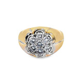 Two-Tone 14 Karat 7 RBC Diamond Cluster Ring Estate Jewelry Size 11.5