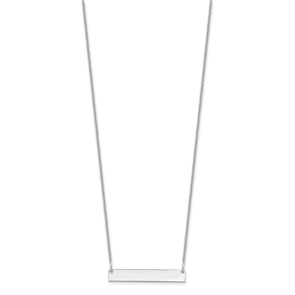 Quality Gold 14K White Gold Small Polished Blank Bar Necklace