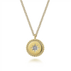 Gabriel & Co. Fashion 14K Yellow Gold Bujukan Medallion Necklace with Starburst Diamond Center